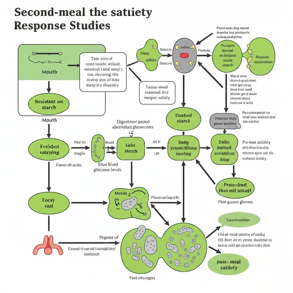 Diagram of resistant starch fermentation and second-meal satiety mechanism