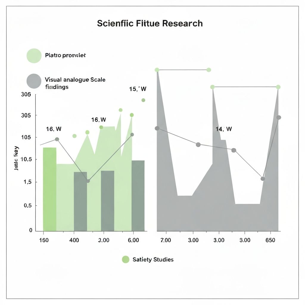 Visualization of satiety research findings with visual analogue scale data and comparative study outcomes